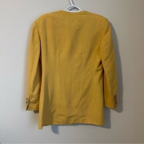 VTG J. McLaughlin for Sanyo Yellow Blue Linen Blend Blazer Women’s Size 8 - Picture 3 of 10